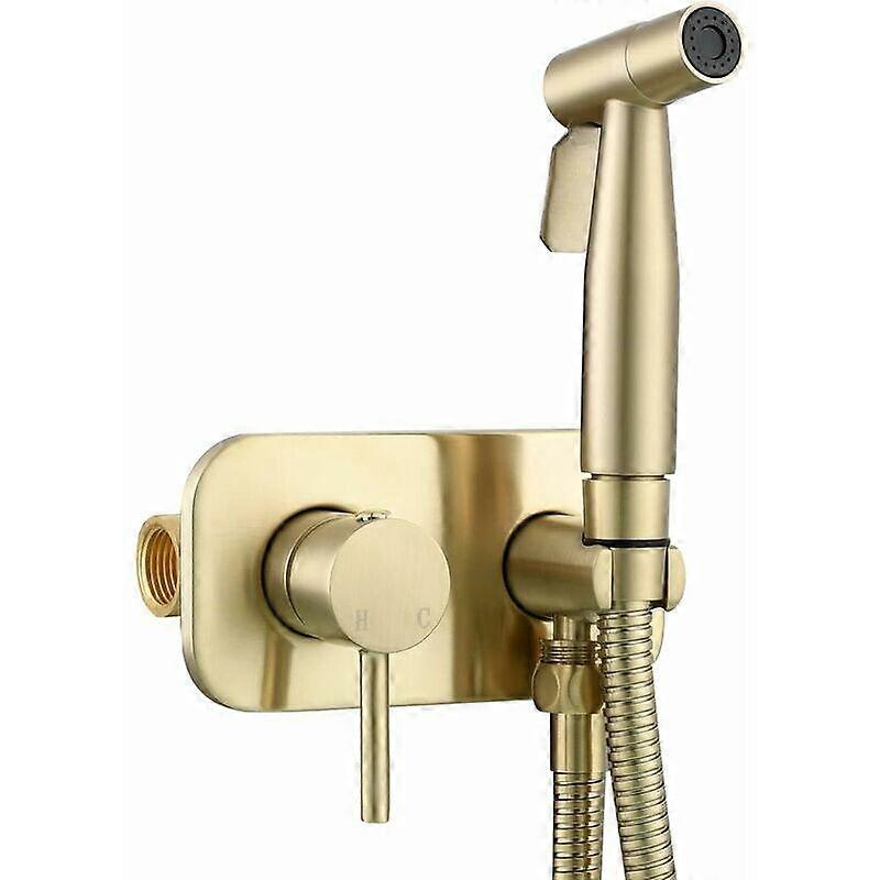 Spruzzatore per WC Bidet portatile,Spruzzatore per bidet in oro spazzolato per acqua calda e fredda,Kit spruzzatore per pannolini in tessuto per bambini in acciaio inossidabile 304 per la pulizia