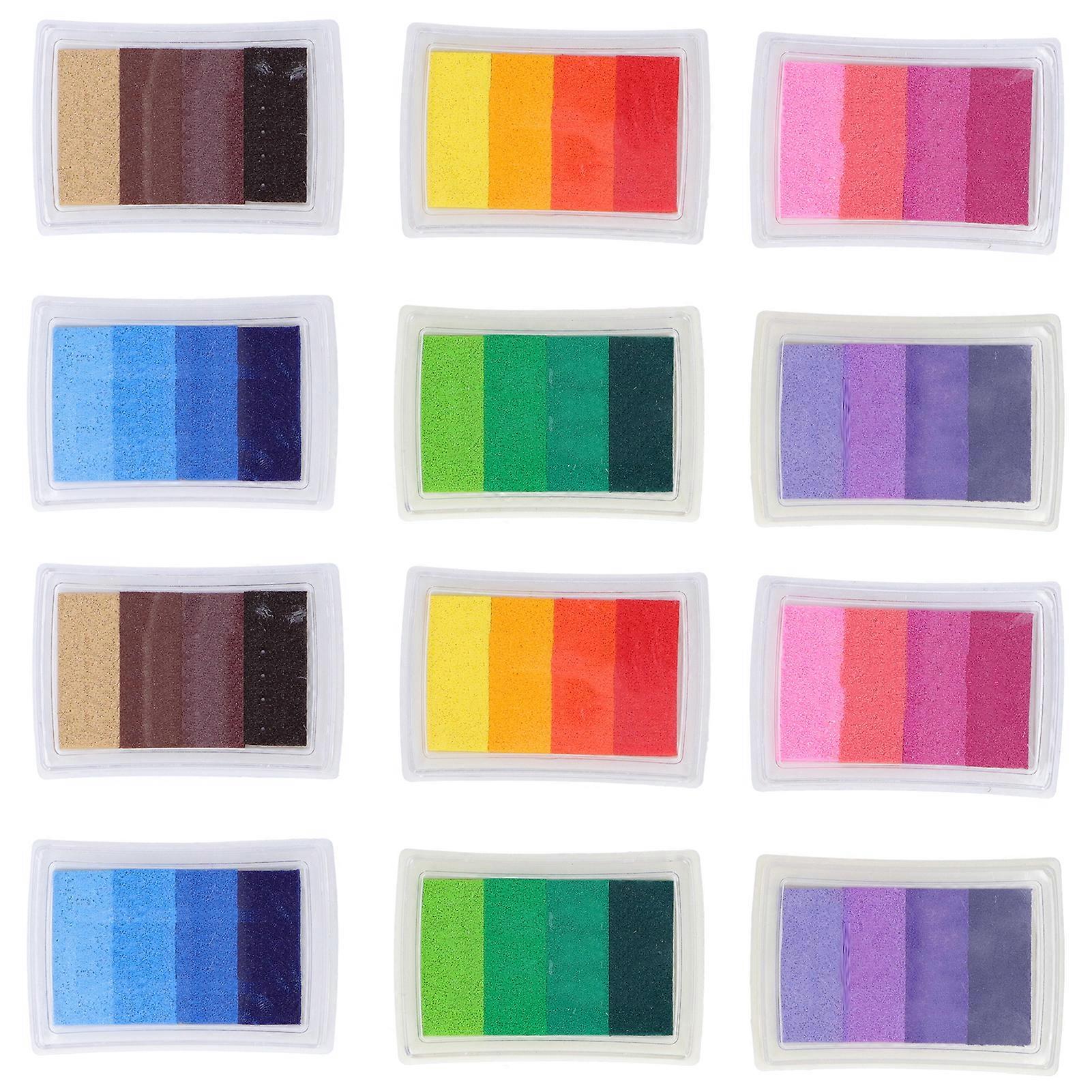 12ks 4 barvy gradient inkoust pad sada barevné DIY řemeslné karty dárkové razítkovací polštářky