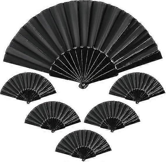 حزمة من 6 مراوح قابلة للطي محمولة ، مراوح يدوية صينية ، قماش شرقي ، مروحة قماش ، مراوح قابلة للطي ، مروحة مطوية محمولة لحفل الزفاف ، الرقص ، الحفلات ، الحسنات ، 