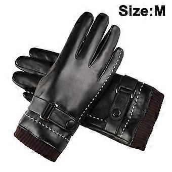 Gants en cuir d’hiver pour femmes, gants chauds doublés de polaire de laine, gants de conduite thermique épais pour la conduite de la neige par SMS à écran tactile