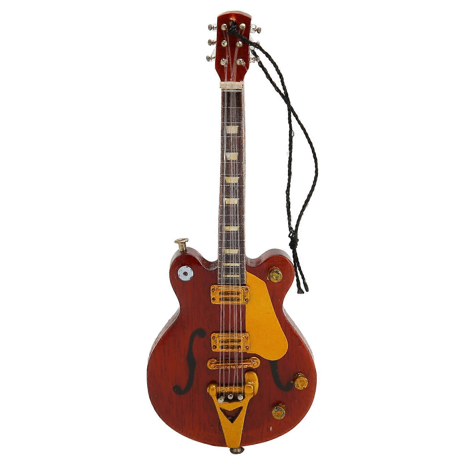 نموذج الغيتار الكهربائي المصغر محاكاة مبتكرة المصنوعة يدويا الغيتار الخشبي زخرفة لمجموعة الهدايا 14