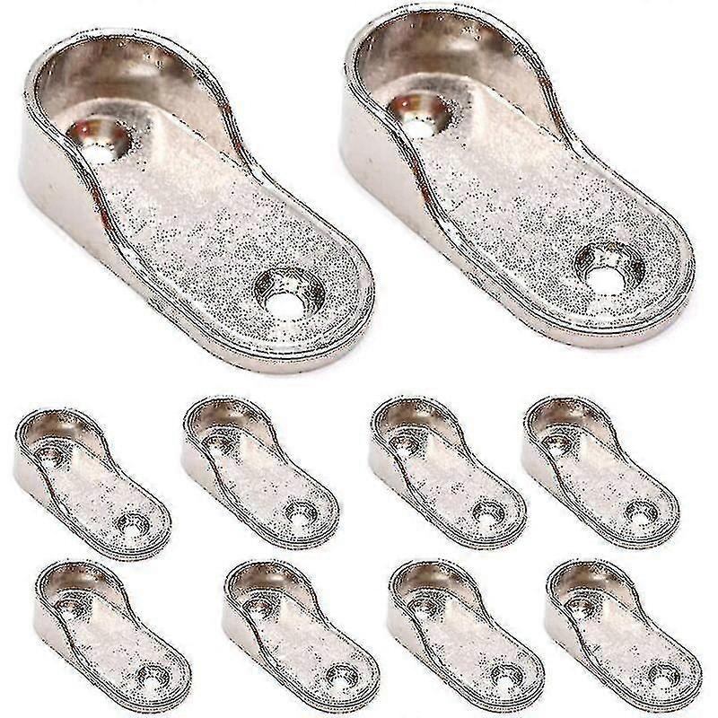 ワードローブブラケット固定、洋服チューブサイドブラケットレールELメッキクローゼットの洋服レール用16mm 10個シルバー