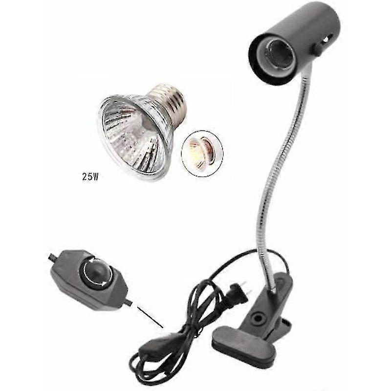 Turtle Lamp Holder Reptile Heating Lamp Tank Switch Clip With Heat Bulb Lamp 220V 25W EU Plug
