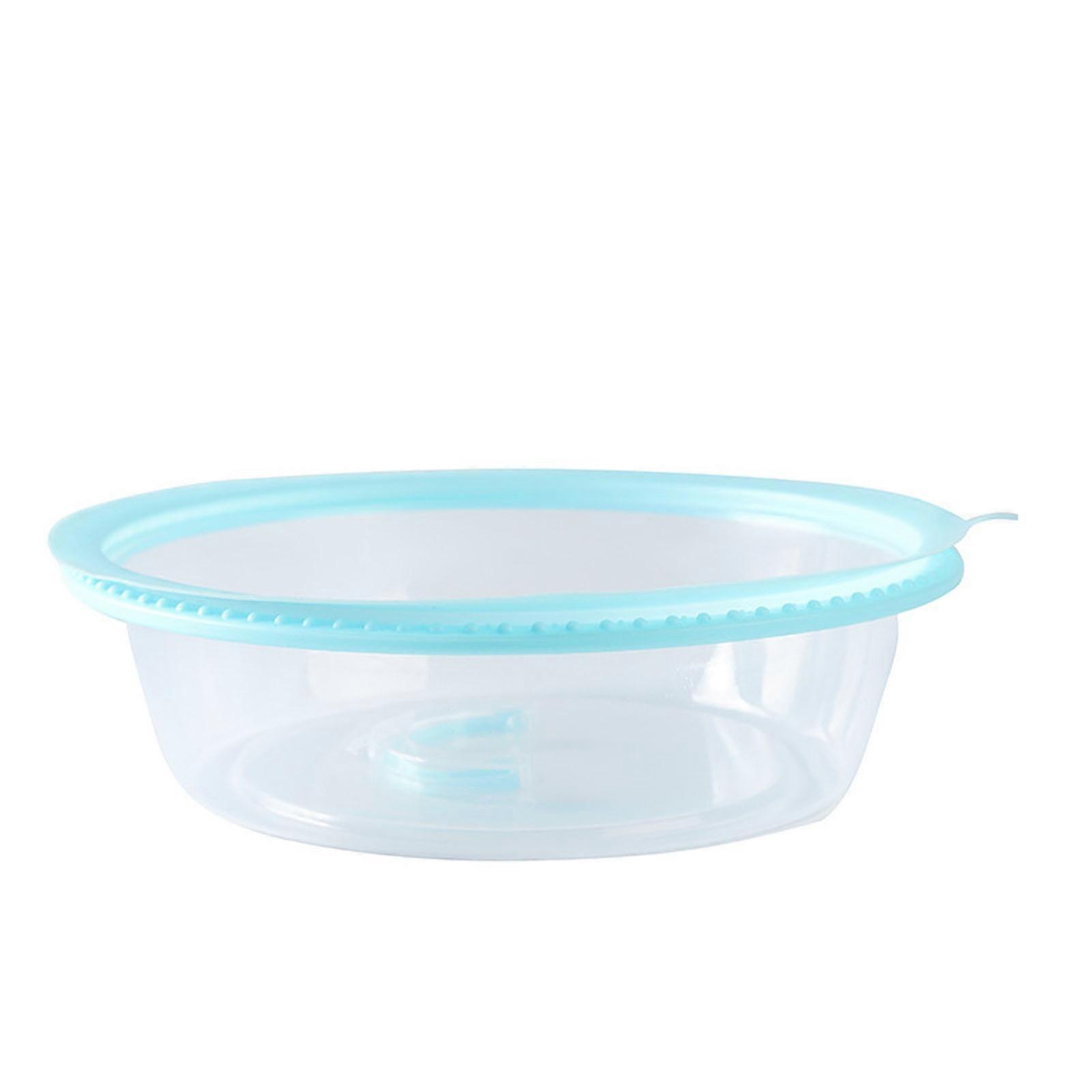 Microwave Heating Sealing Cover Transparent PP Stackable Temperature Keeping Plate Serving Cover for Kitchen Sky Blue