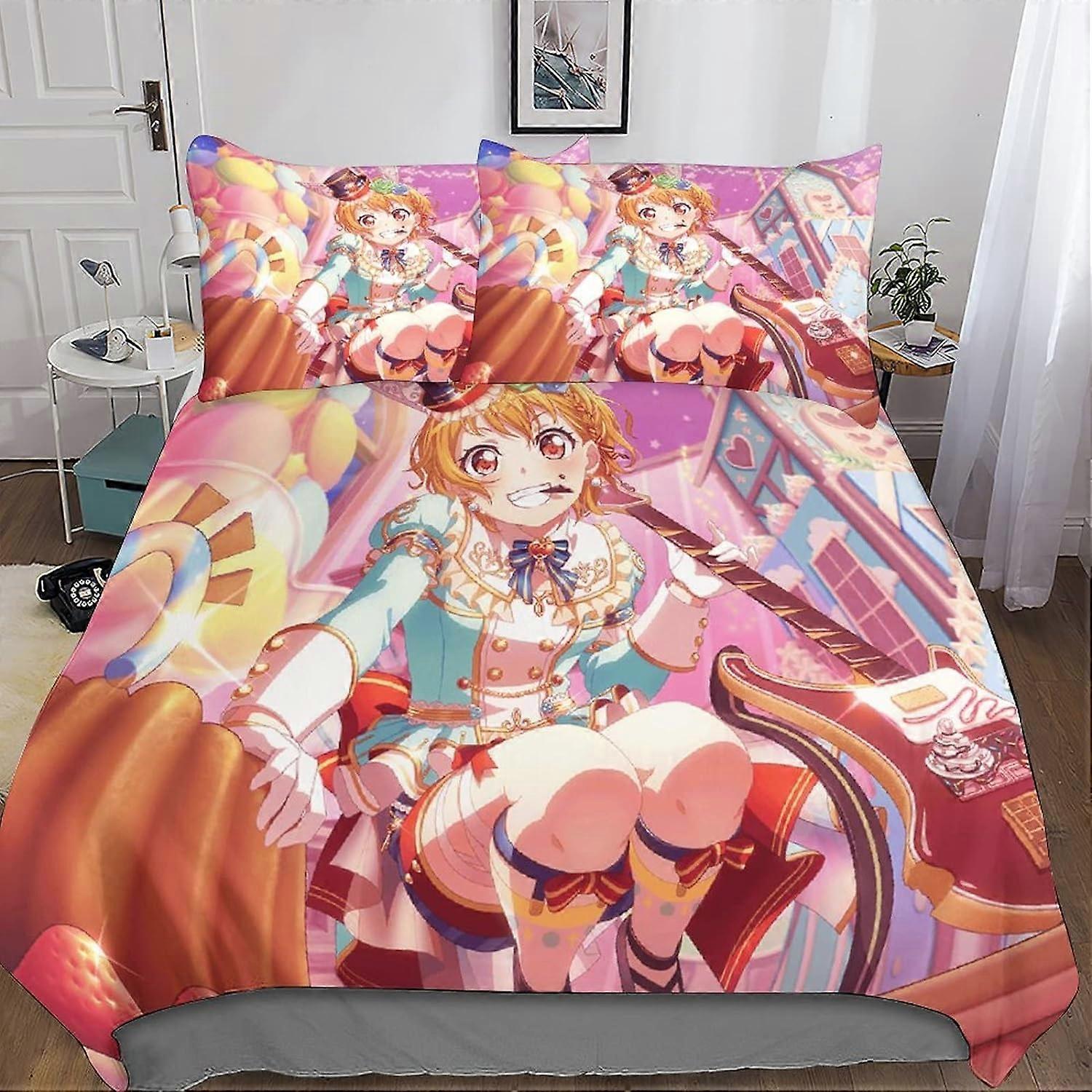 BOCCHI The Rock Zestaw pościeli Poszwa na kołdrę Japoński wzór kreskówek Kawałki Pościel z mikrofibry odpowiednia dla chłopców i dziewcząt Król