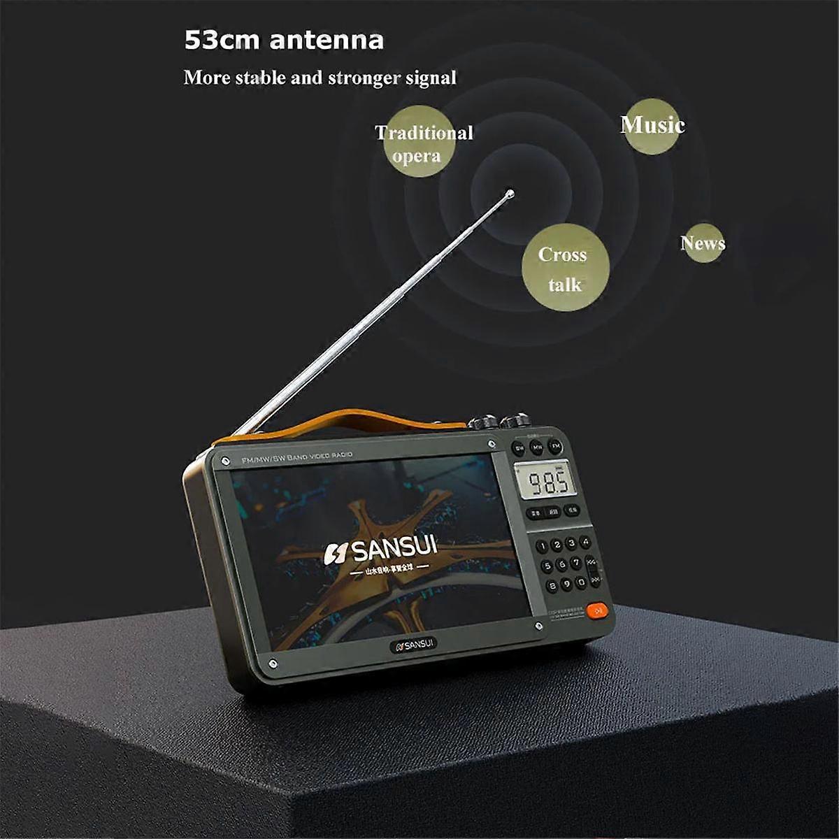 F51 Radio video retrò Altoparlante wireless Bluetooth Radio portatile FM/MW/SW a tutte le bande Lettore musicale Mp3