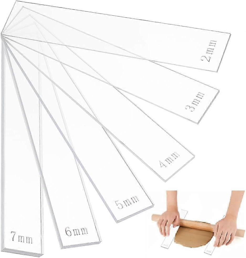 12Pcs 6 Size Acrylic Polymer Clay Depth Guide Set Adjustable Clay Rolling Pin Guide with Protective Film for Polymer Earrings Roller Depth Guides 2 3