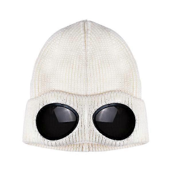Inverno Cappello a maglia Caldo Berretto Teschio Elastico Maglia Slouchy Bianco
