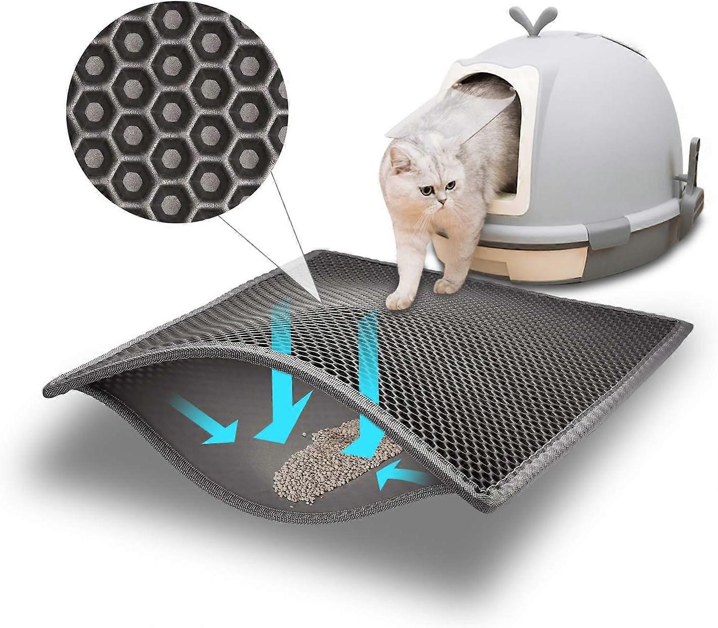 Cat Litter Mat Cat Litter Tray, Waterproof Non Toxic EVA, Double Layer Honeycomb Design