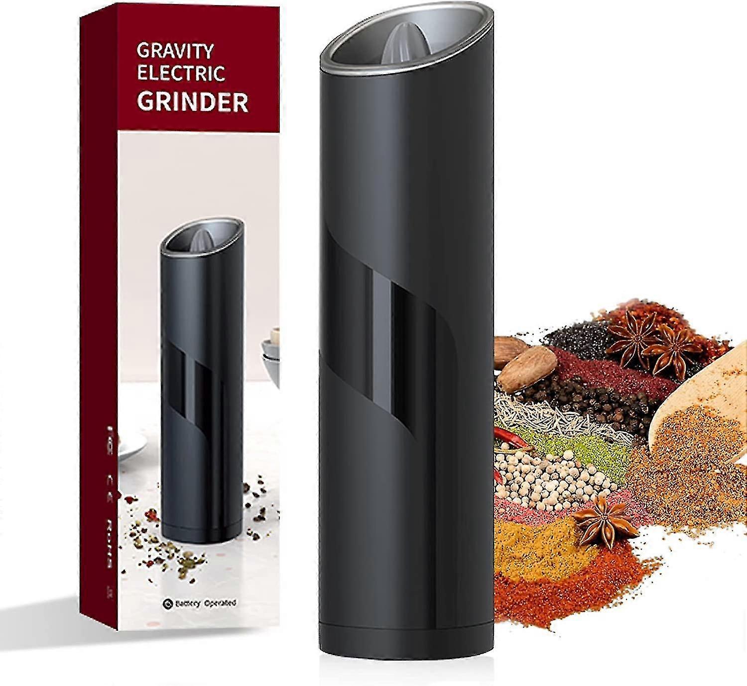 Electric Pepper Salt Grinder - Gravity Automatic Spice Grinder,battery Powered Pepper Mill With Led Light