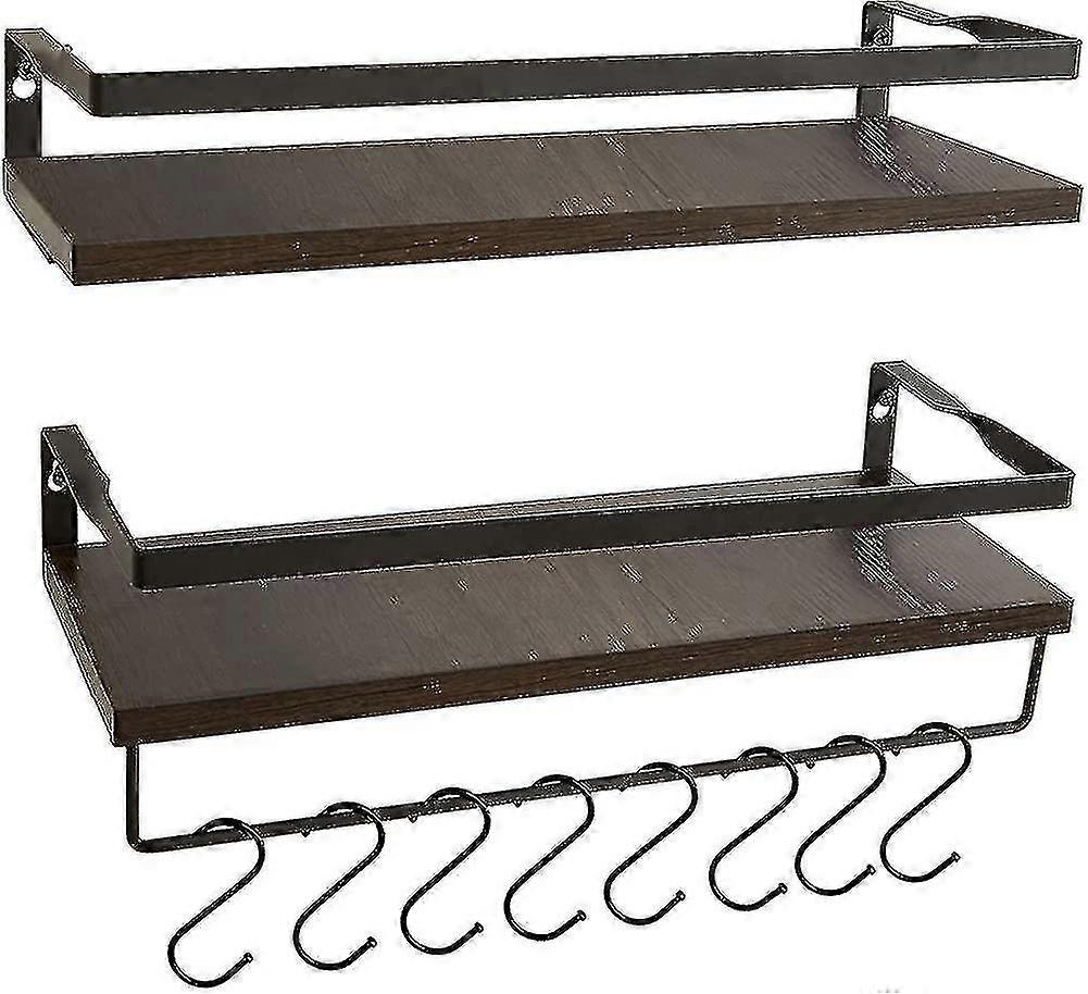 2024 Floating Shelves Set Of 3, Metal Wall Mounted Shelf, Rustic Wood Decor Storage