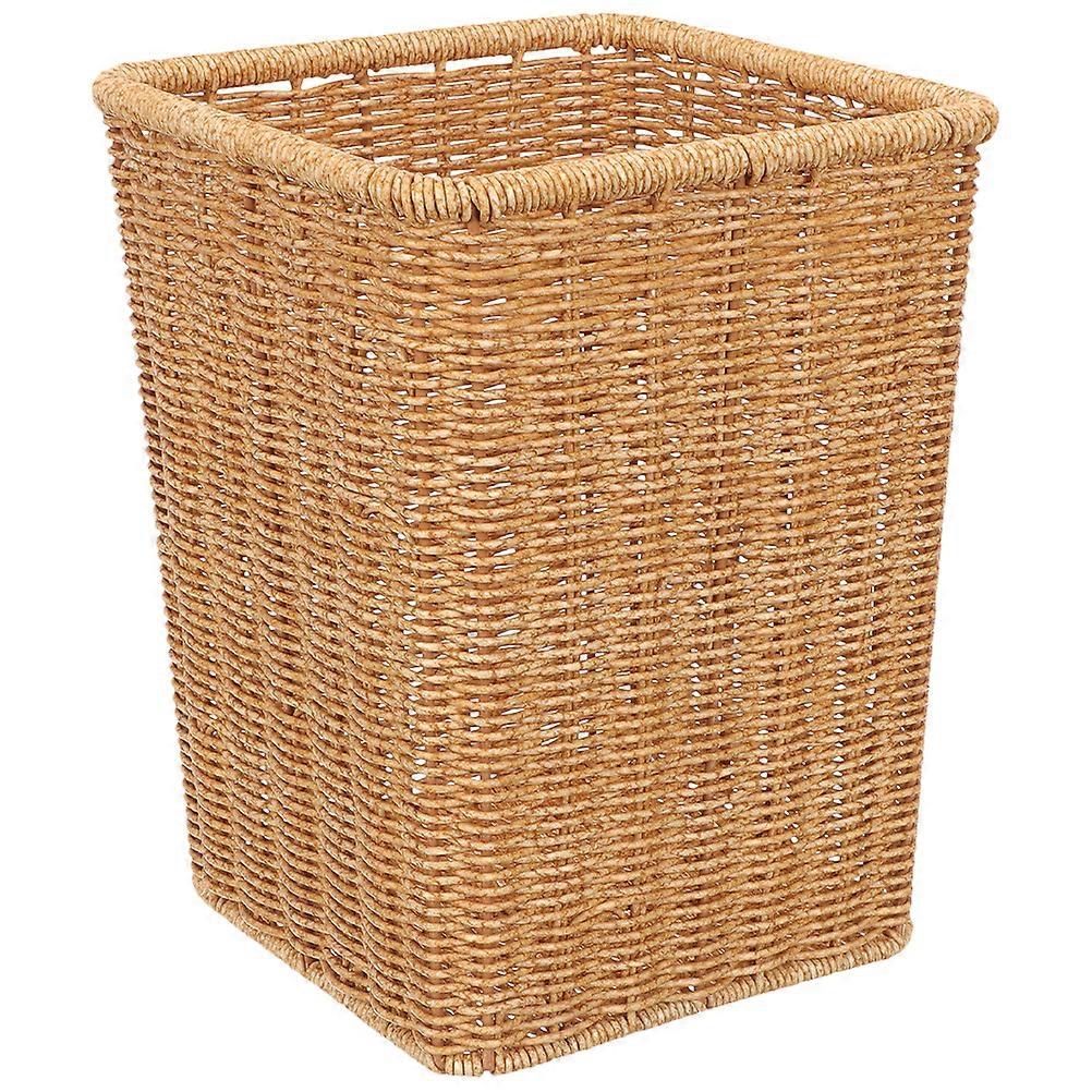 Woven Trash Can Decorative Trash Bin Multi-function Waste Basket Woven Garbage Bin Decor