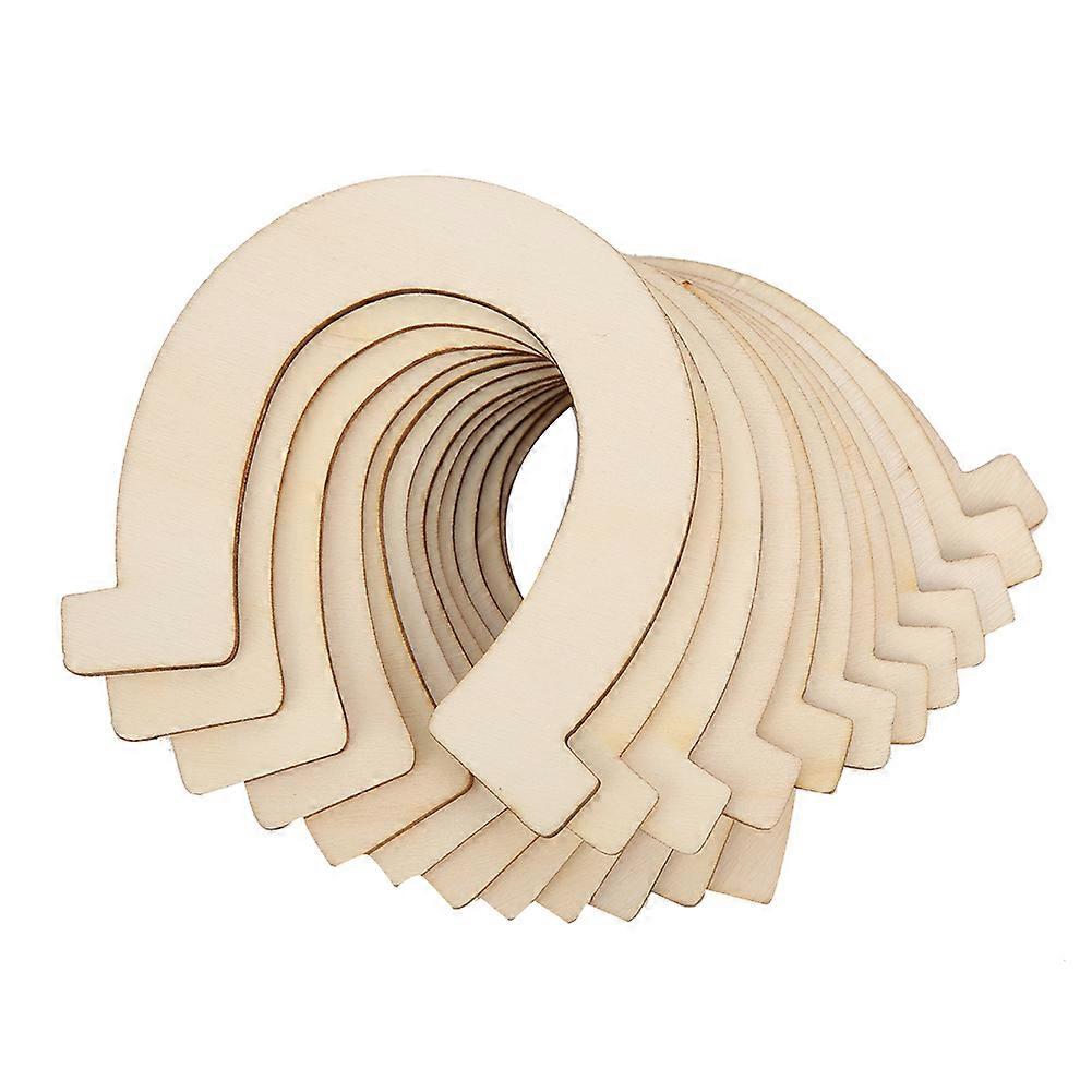 24 قطعة شكل حدوة حصان خشبية معلقة قلادة خشبية DIY لعبة صنع يدوية للأطفال (83 × 91 مم)