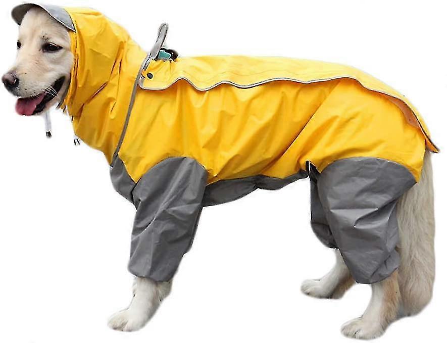 Imperméable jaune pour chien avec capuche amovible, cordon de serrage, 10 tailles