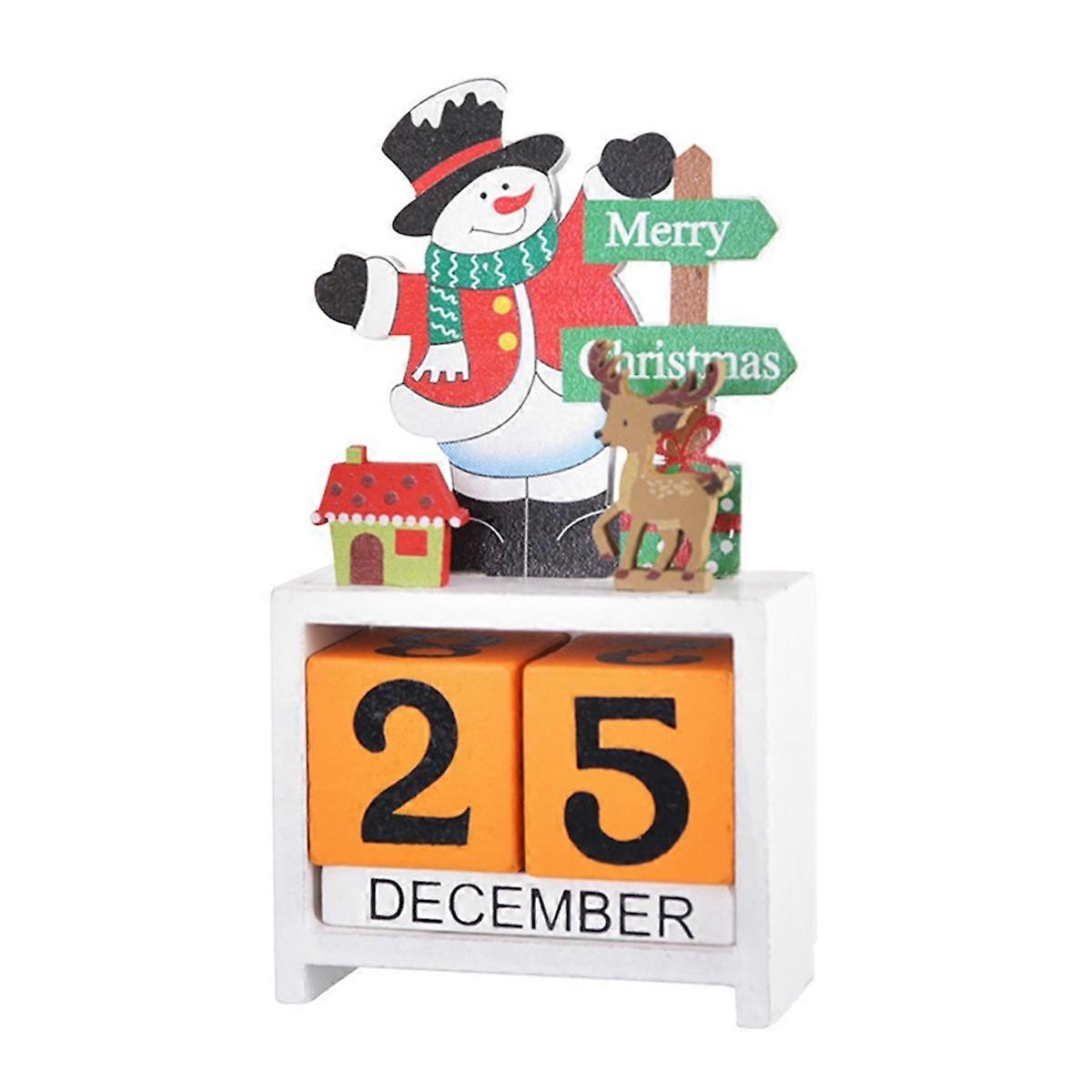 Christmas Table Calendar Tabletop Number Date Wooden Blocks Calendar Countdown Xmas Desktop Calenda