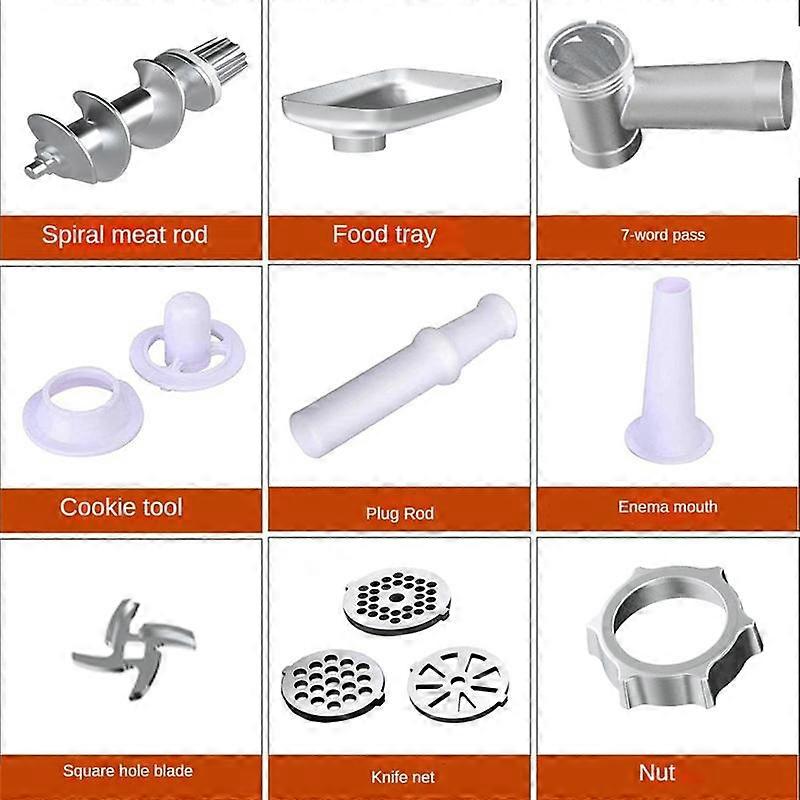 Electric Meat Grinder Stainless Steel Multifunctional Mixer Meat Grinder with Knife Net Enema Mouth Sausage Mixer EU,A