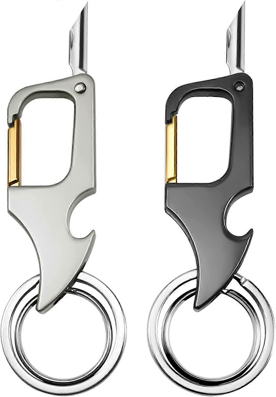 ZK- Men's Car Keychain, Metal Keychain, Multifunction Keychain, Bottle Opener Keychain and Knife Keychain 2pcs