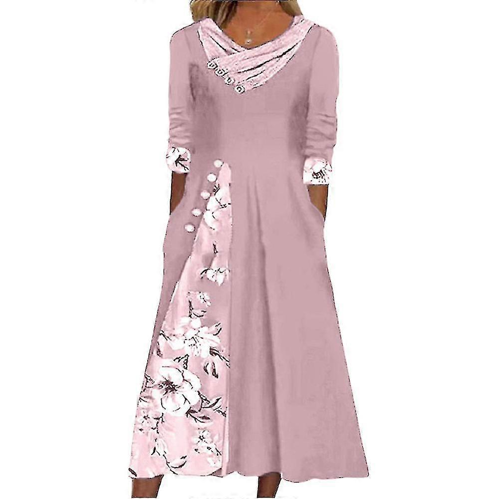 Kobiety Lato Kwiatowy Półręk toręcz Midi Sukienka z linii A Dekolt W serek Party Luźne sukienki huśtawkowe