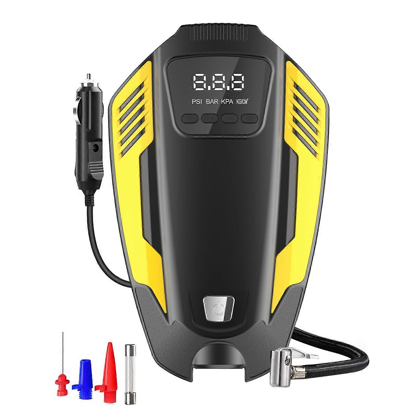 ATJ-1466 משאבת מדחס אוויר ניידת 12V 120W תצוגת תאורה דיגיטלית מדידת לחץ אזהרה מהבהבת לצמיגים