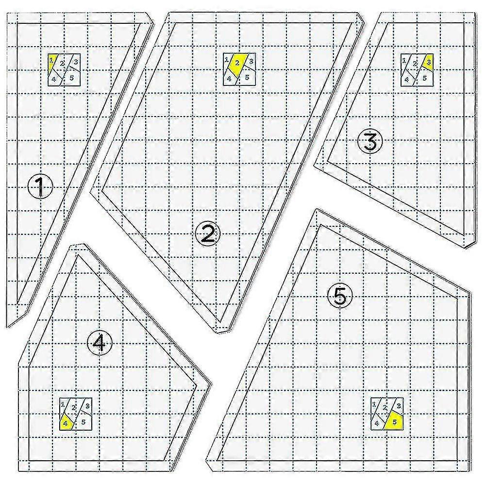 5 Pieces Quilting Template Set Sewing Machine Ruler Hand Patchwork