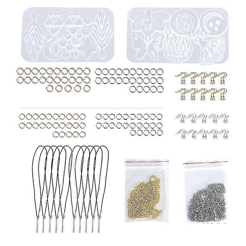 Earring Resin Molds Kit Drop Dangle Making Mold With Hooks, Chain, Split Ring