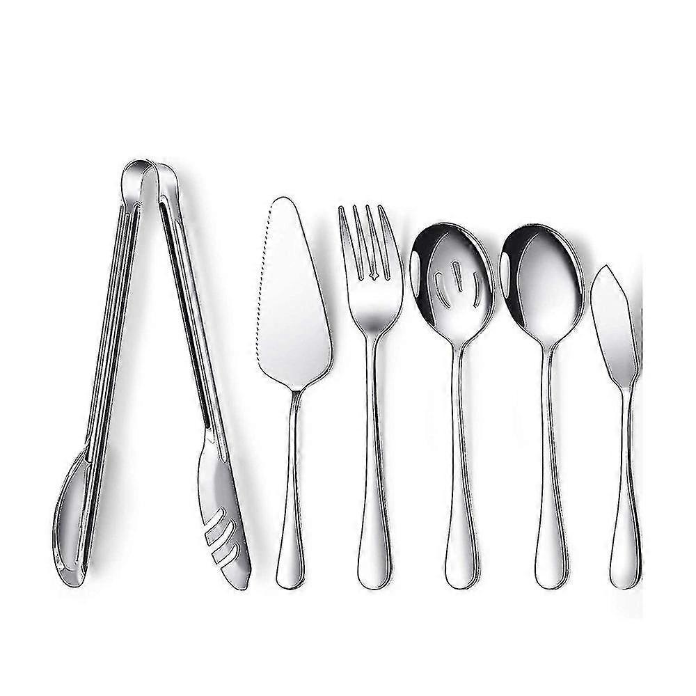 6 Pcs Serving Utensils Large Serving Serving Spoon Serving Fork Knife Buffet Catering Serving Utensils For Buffet Breakfast Dinner