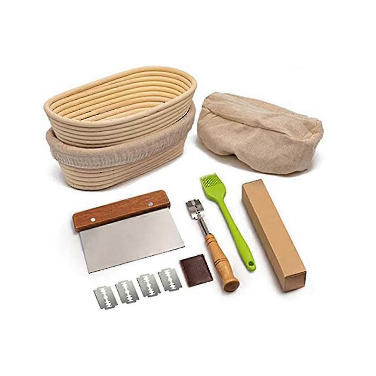 Bread Baking Set, Oval Bread Fermentation Basket, With Flour Mixer Accessories, Used For Kitchen Making Tools