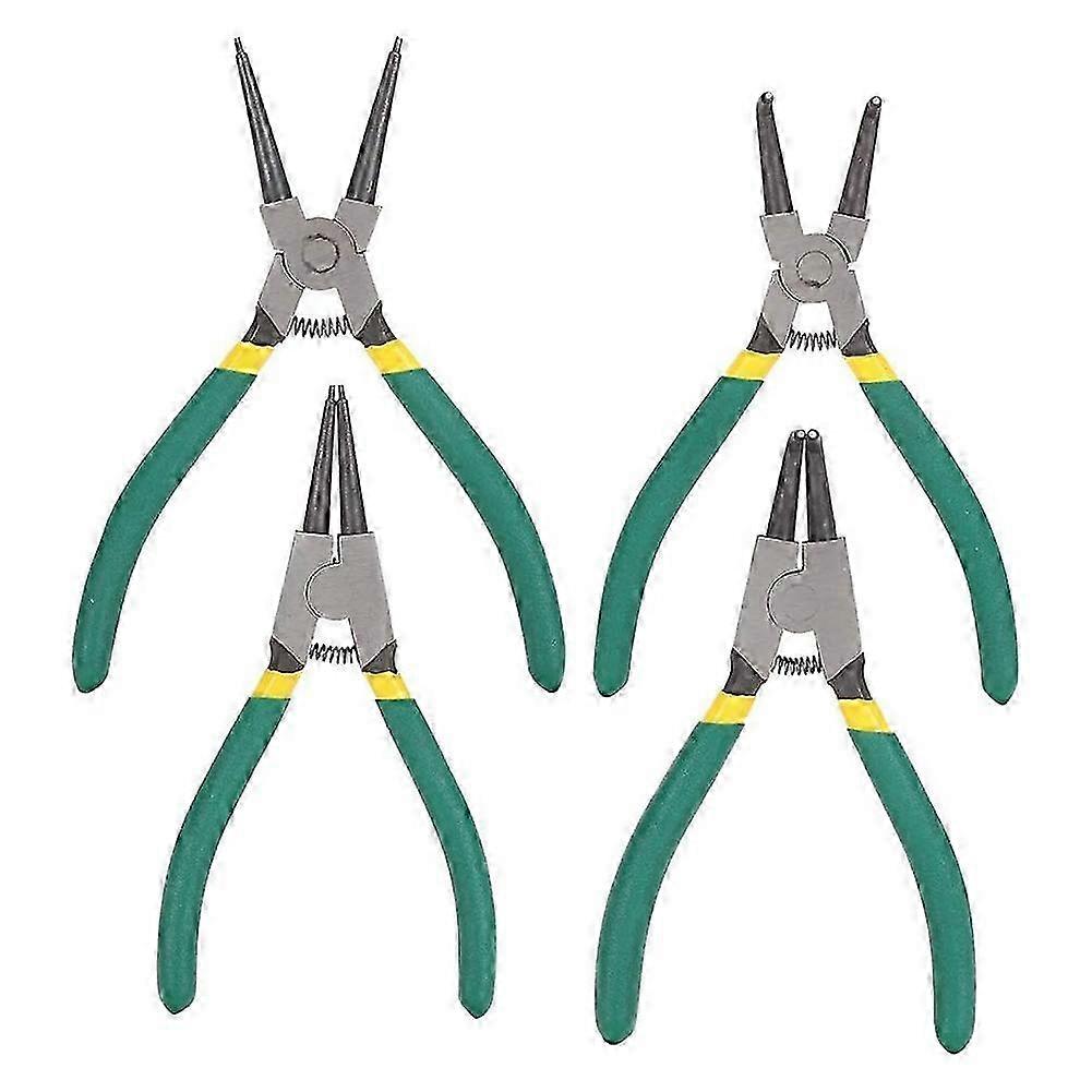 4 Piece Circlip Pliers Set, Includes Snap Circle Pliers for Mini Internal & External Use, Straight & Bent Tips