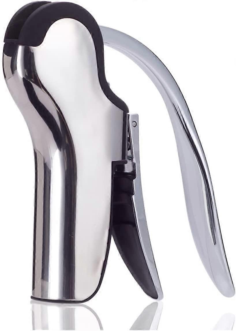 Stainless Steel Wine Bottle Opener, Vertical Lever Corkscrew with Built in Foil Cutter, Manual Handheld Corkscrew with Ergonomic Lever Pump