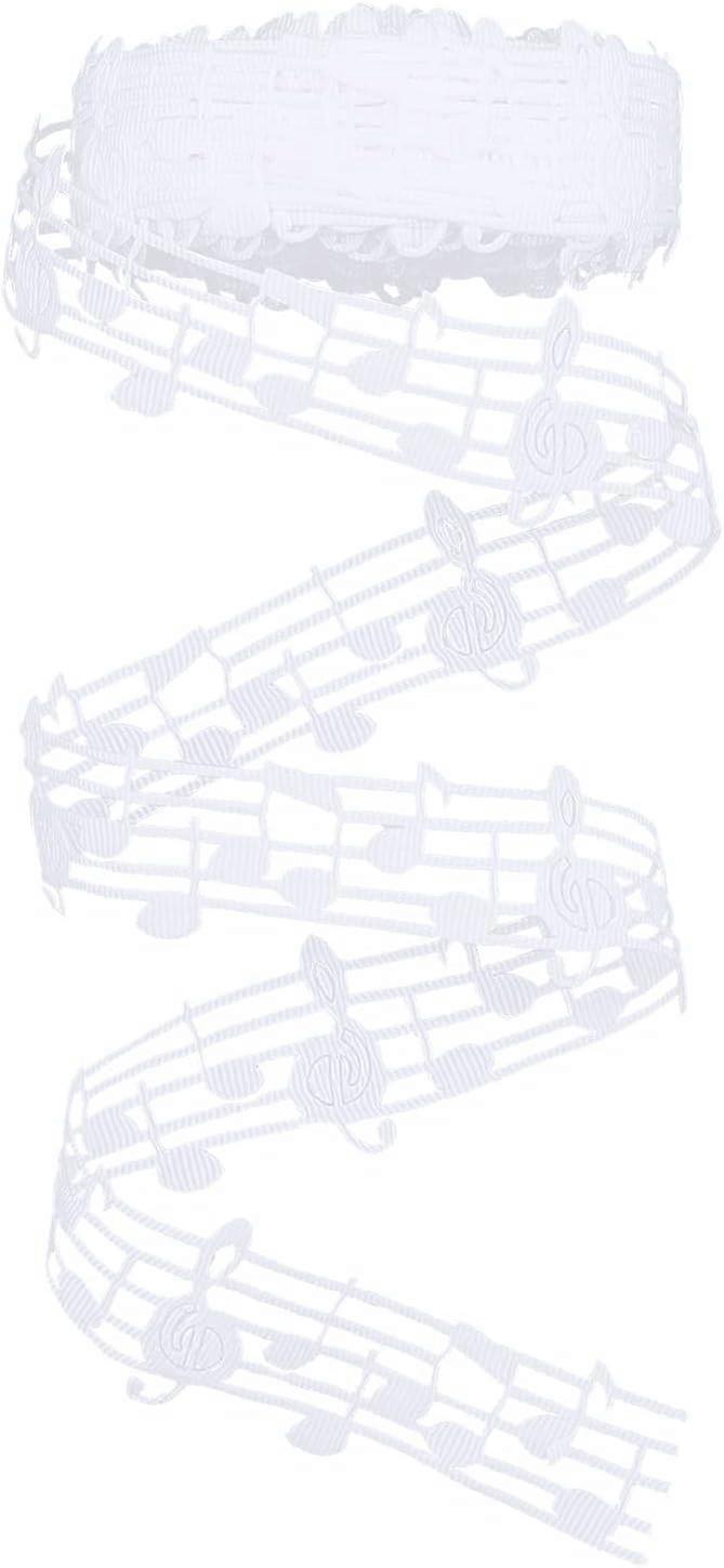 30mm(1.1 Inch) Music Note Ribbon 10 Yards White Decorative Hollow Out Wrapping Ribbon Trim Clothing Accessories for Scrapbooking Wrapping Music Birthd