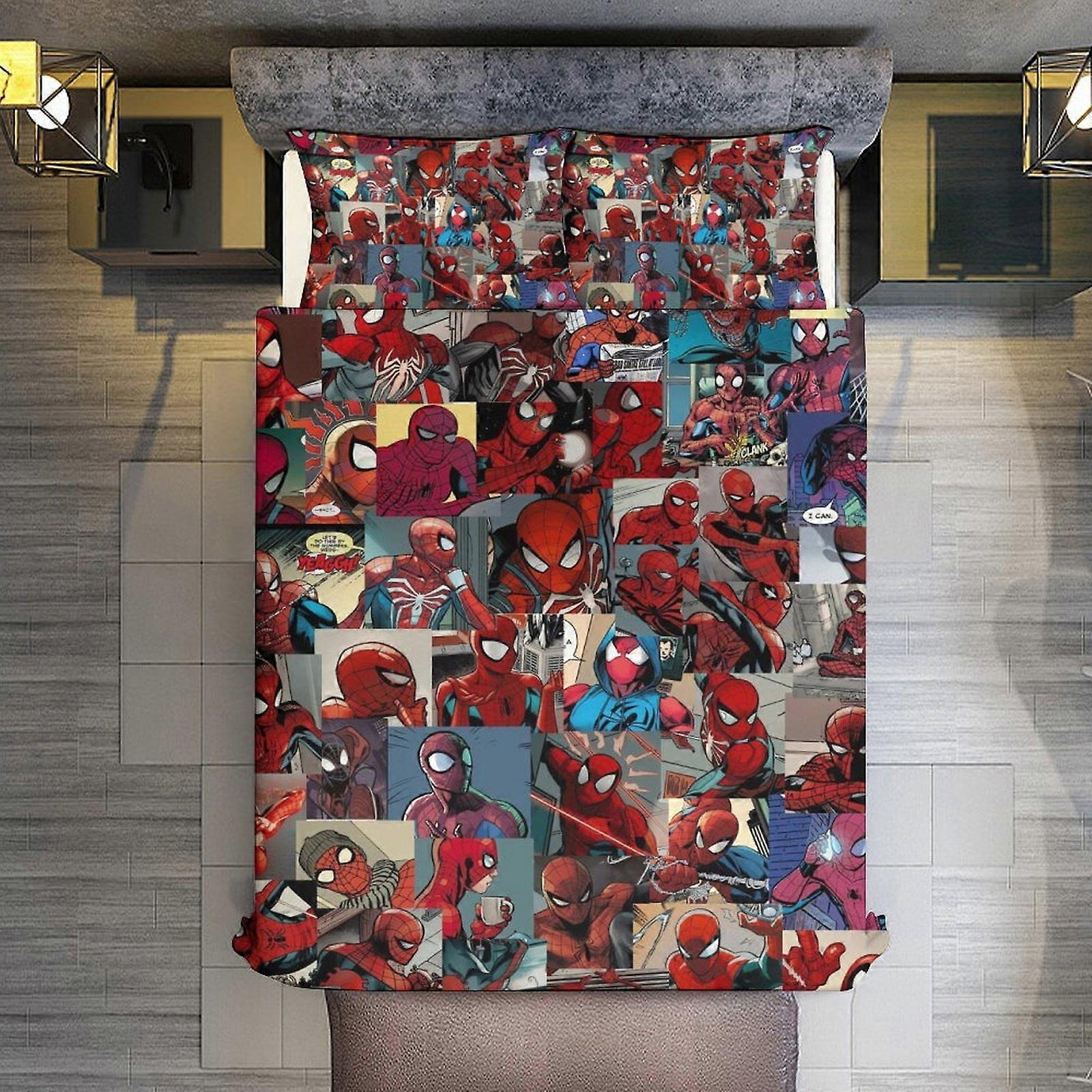 v3302 Bettwäsche Bettwäsche Retro Spider-Man 3 Stück Bettbezug Set Full Size Super Soft Fade Resistant Mikrofaser 1 Bezug mit Reißverschluss und 2 Pillowcas