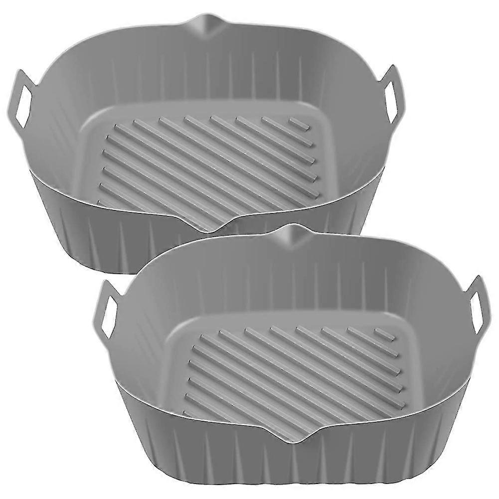 Fryer Silicone Pot With Handle, 8.6 Inch Reusable Fryer Liners Heat Resistant Non-stick Fryer Basket,grey