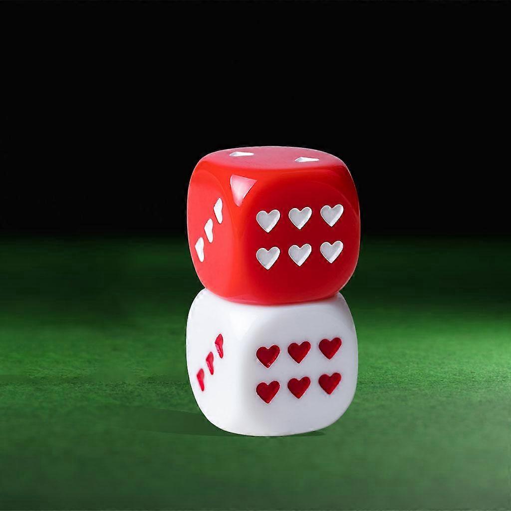 2 PCS Opaque Acrylic 25mm 6 Sided Dice Heart Pattern for RPG DND Game Educational Toy Table Game