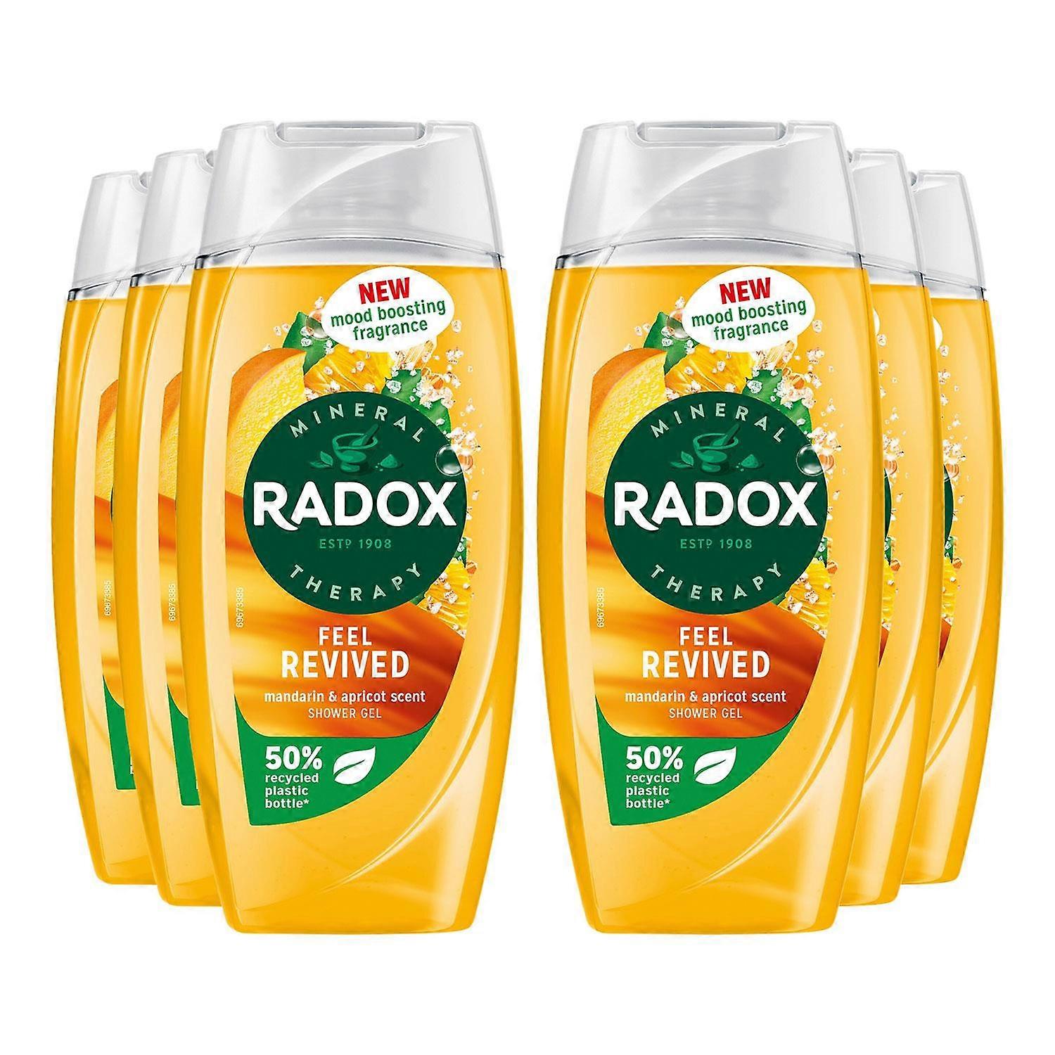 6xRadox Mineral Therapy Shower Gel Feel Revived w/ Mandarin&apricot Scent, 225ml