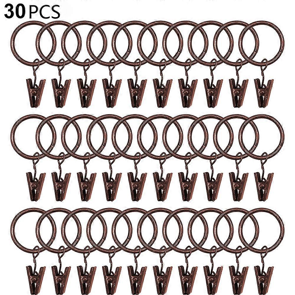 30-Pack Curtain Rings with Clips, Strong Curtain Clip Hooks