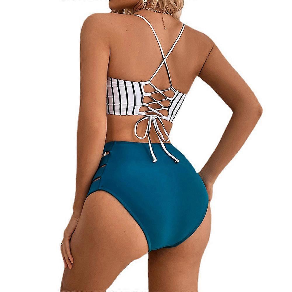 Kvinders Bikini Sæt med flettede stropper Tilbage stribet badetøj