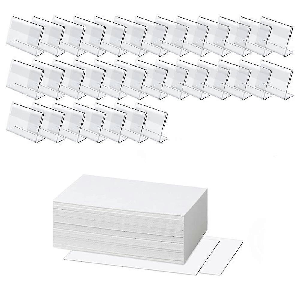 50 Pcs Mini Clear Display Holder With 50 Pcs Labels,horizontal Slanted L-shape Plastic Name Card (6