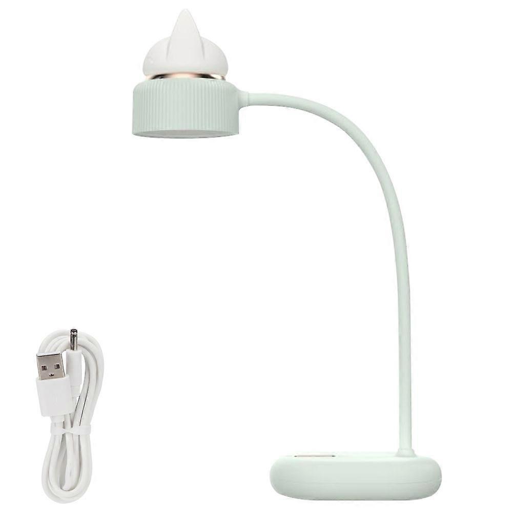 USB Charging LED Desk Lamp Cute Cat Shape Foldable Adjustable Reading Night Light(green)
