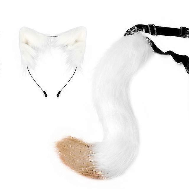 2pcs Fox Cosplay Props Adjustable Fox Tail Cat Ears Headband Halloween Carnival Party Costume Props