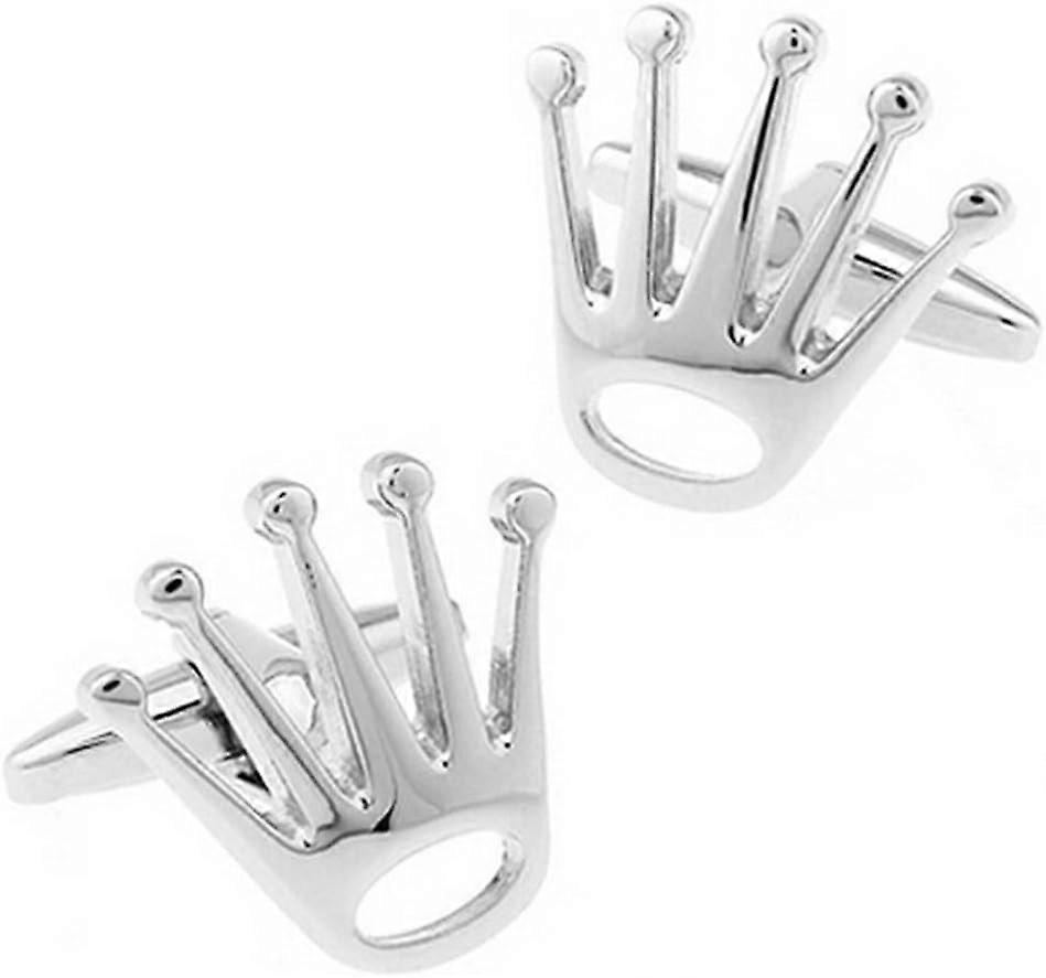 Chemise classique Boutons de manchette Poignet Ongles Boutons Couronne Modélisation Design Nouveauté Boutons de manchette (2 pièces, argent)
