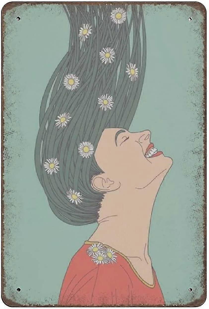 Decoração de Mulher Daisy de Lata de Metal 8x12 Polegadas OU 12x16 Polegadas Modo 1695