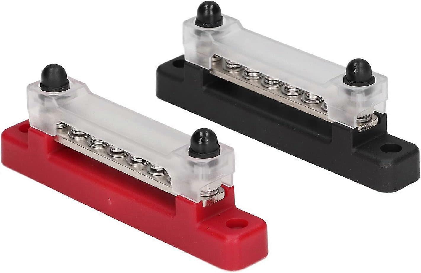 Power Distribution Terminal Block Battery Bus Bar Set Ground RV 6P Single Row Connection Busbar with Cover and Screws for Car Boat Marine Caravan