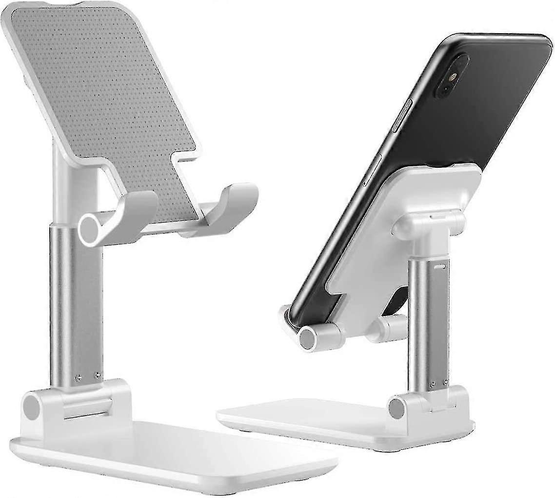 Mobile Phone Stand, Foldable Portable Desktop Stand, Adjustable Height And Angle Desktop Phone Stand Sturdy Aluminum Metal Stand, Compatible With Smar