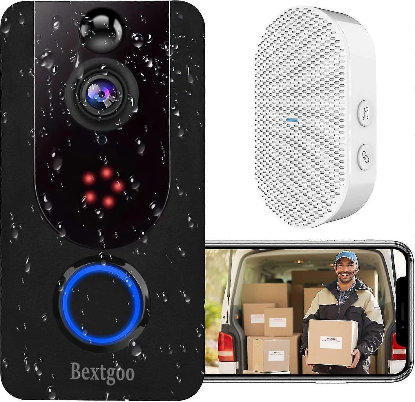 Wireless Doorbell With Camera,wireless Video,1080p Fhd Resolution,pir Motion Detection,ip66 Waterproof,5200mah Battery