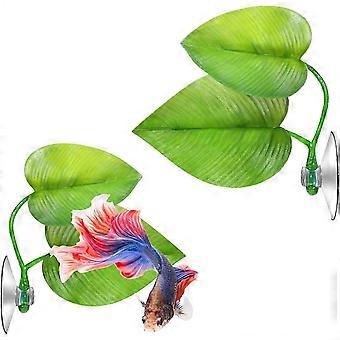 2 Pack Hammock For Betta Fish Bed Artificial Betta Plant Aquarium Decoration With Suction Cup Simulates Natural Habitat