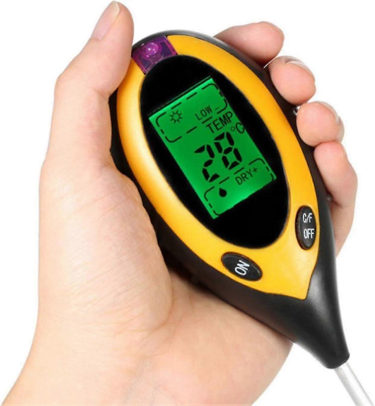 4 in 1 Soil Moisture Tester, Digital Soil Test Kit, pH, Temperature, Sun, Moisture, Acidity with Backlit LCD Display for Garden, Lawn, Agriculture