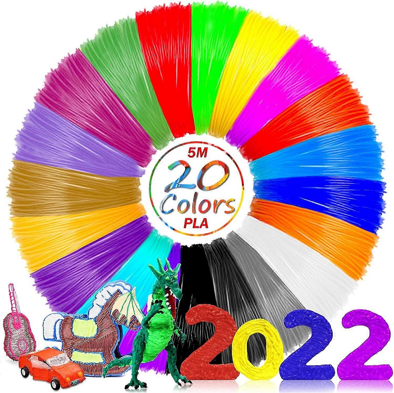 3D Pen Filament PLA,20 Colors PLA Filament 1.75mm 3D Pen Filament for Compatible with Most 3D Printi