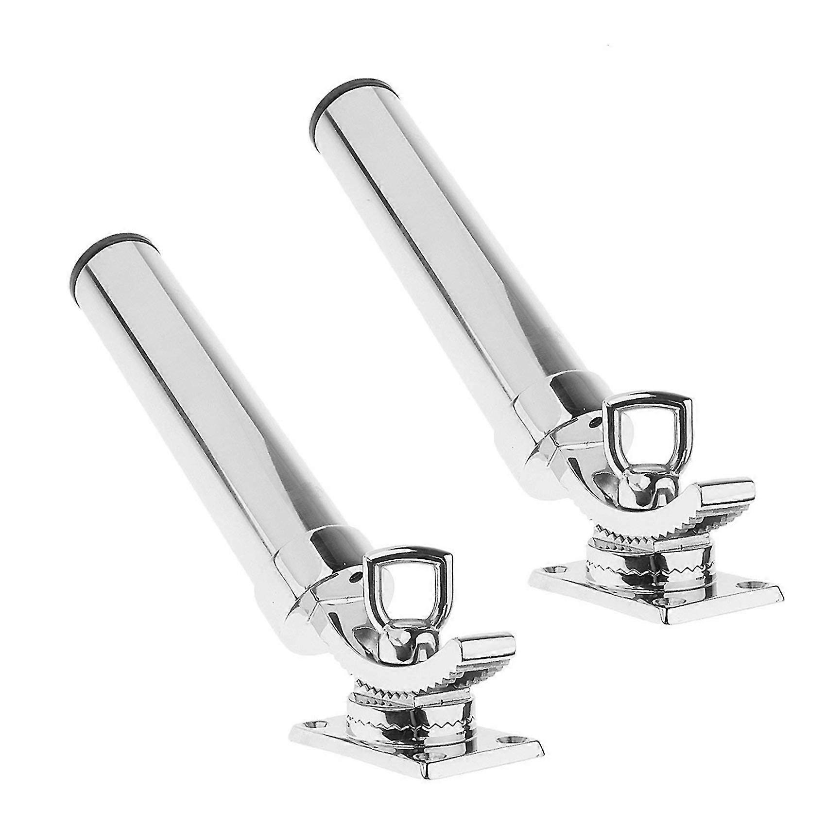 Boat Fishing Rod Holder - Adjustable, Silver - 2x Pack