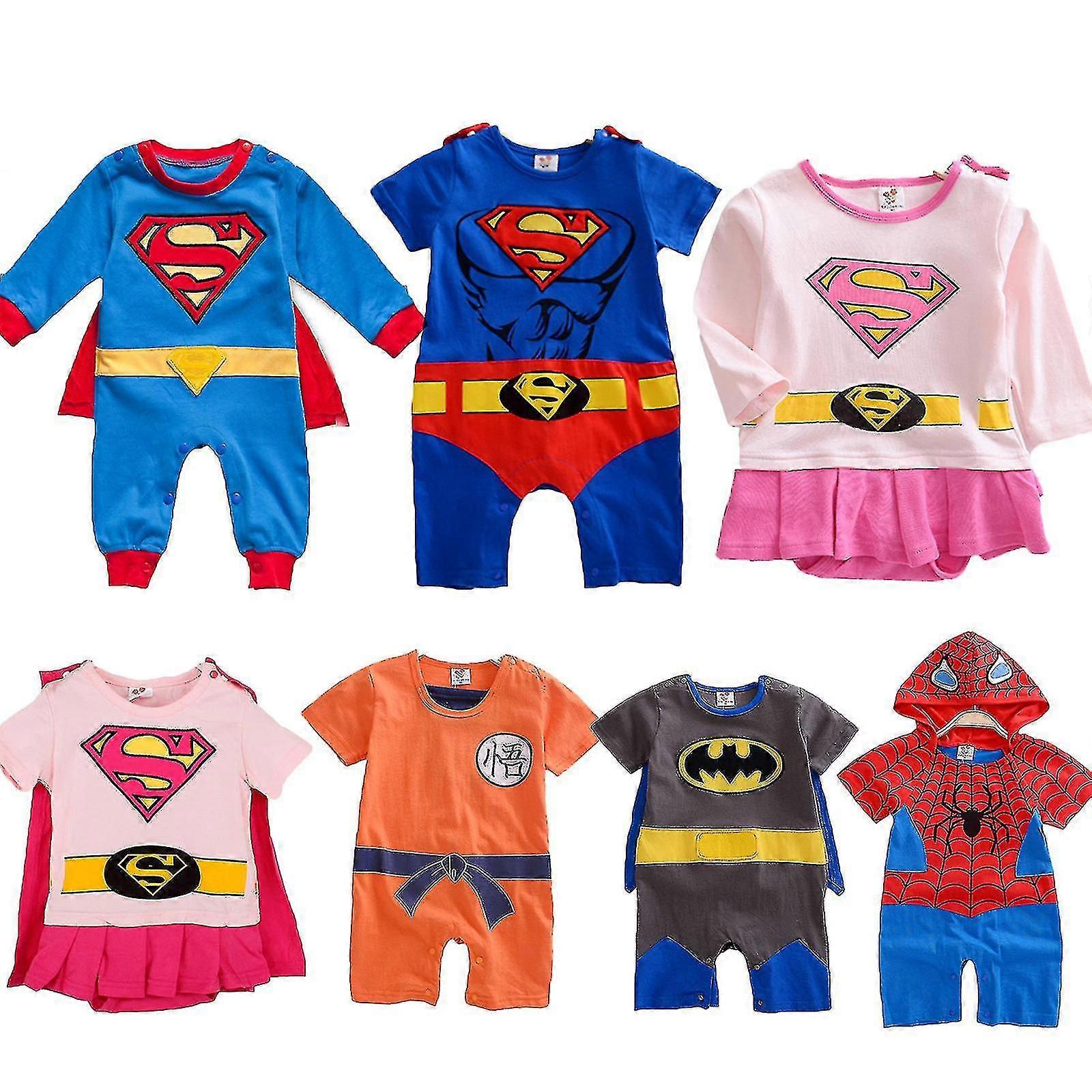 Neugeborenes Kleinkind Superheld Strampler Kurz-/Langarm-Jumpsuit Kostüm H
