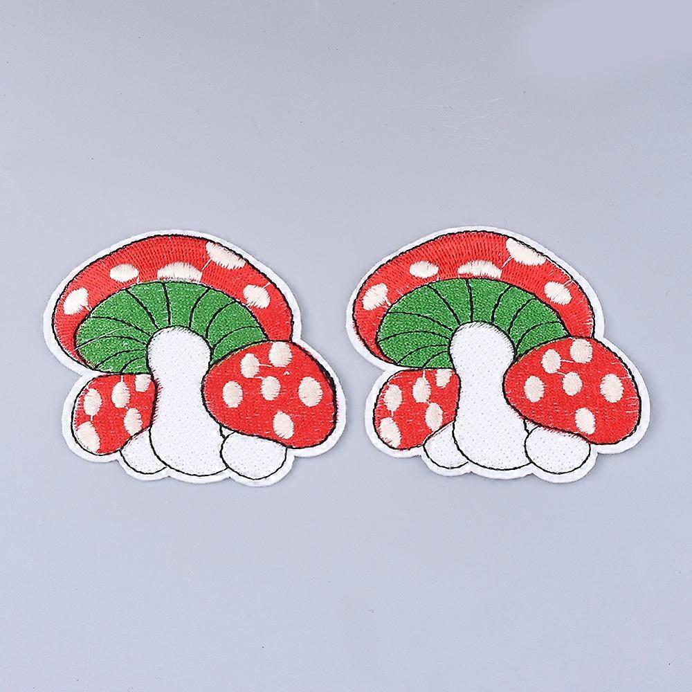 5pc Computerized Embroidery Cloth Iron on/Sew on Patches Appliques Costume Accessories Mushroom Colorful 66x77x1.5mm